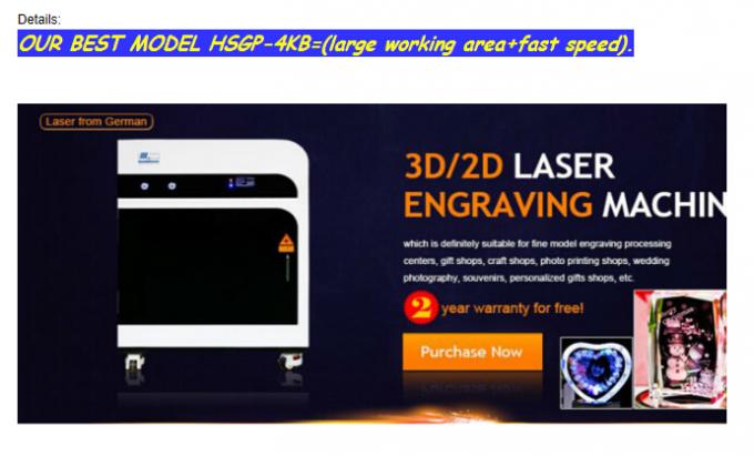 Machine de gravure intérieure en cristal de laser de l'équipement 3D de graveur de laser