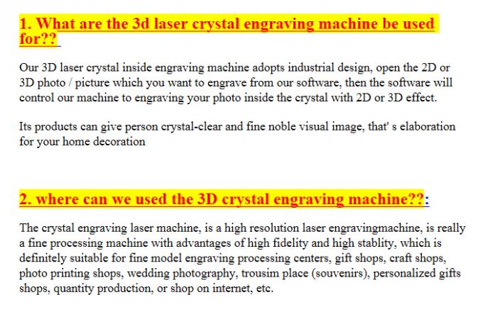 points intérieurs en cristal de la vitesse 120.000 de la machine de gravure du laser 3D 2000HZ/minute